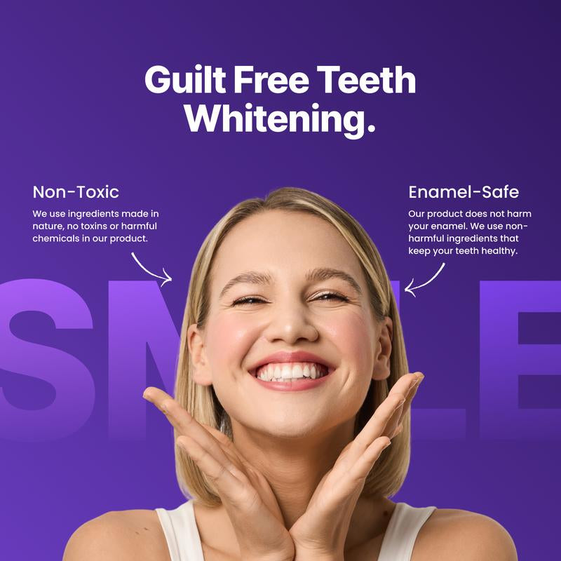 Unlock Your Brightest Smile with DR.DENT Purple Teeth Whitening Strips - 7 or 21 Sessions of Enamel-Safe, Non-Sensitive Whitening - Peroxide-Free Formula